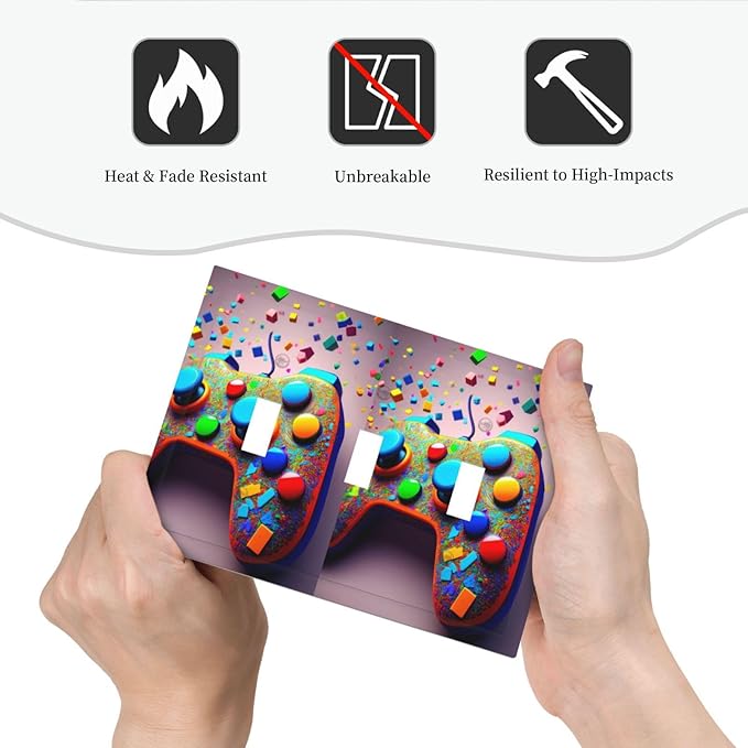 Bvtewkhz Videos Game Controller 3 Gang Triple Toggle Decorative Light Switch - Image 4