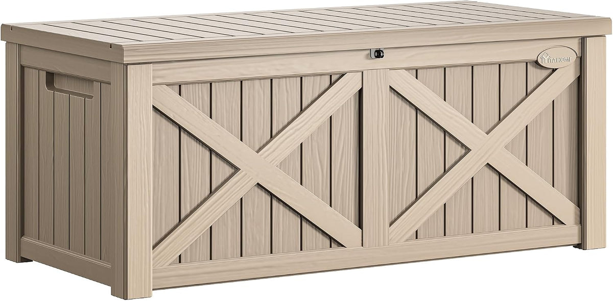 yitahome 150 gallon large deck box with x-shaped, main product view