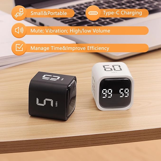 GuDoQi Multi-Function Cube Timer, 5/10/30/60 Min & Custom Count Down, Included - Image 5