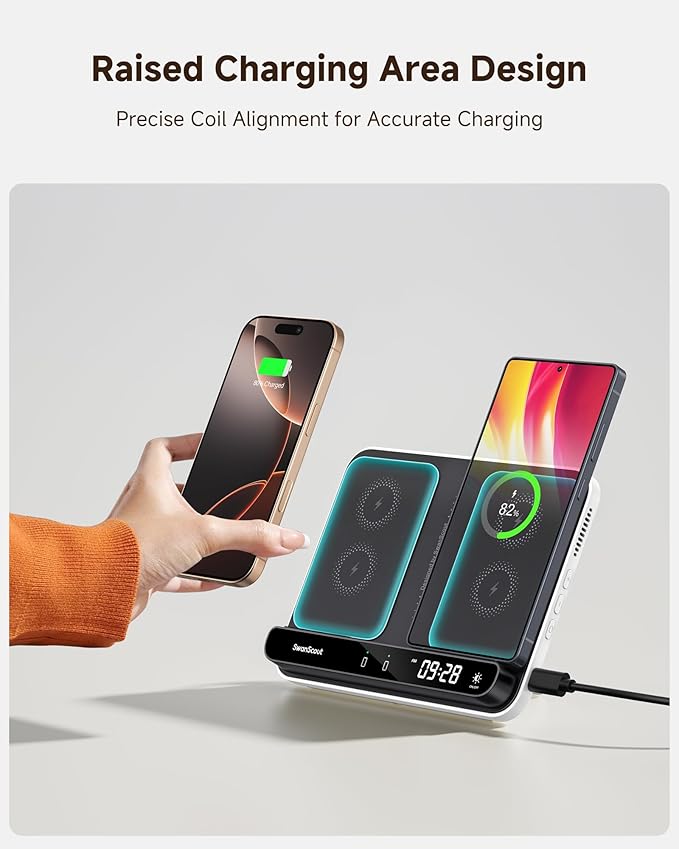 Dual Wireless Charger Stand, SwanScout 504, Foldable Wireless Charging Station - Image 7