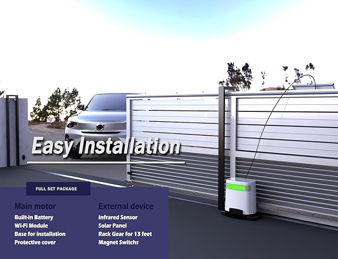 Blütezeit 1400lb Sliding Gate Opener, Solar Power | WiFi Control | Built-in - Image 8