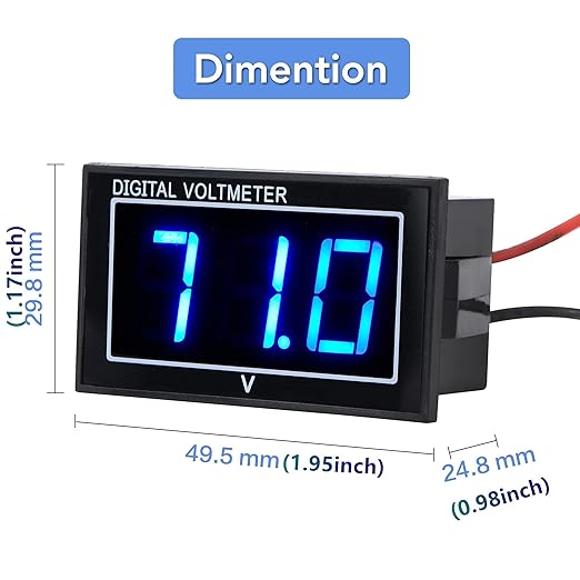 SUPNOVA Waterproof Voltmeter 12V 24V 36V 48V 60V 72V 96V, LED Digital Display - Image 5