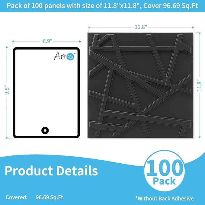 Art3d 100 Pack Decorative 3D Wall Panels, 97 Sq.Feet PVC Interior Wall Décor - Image 2