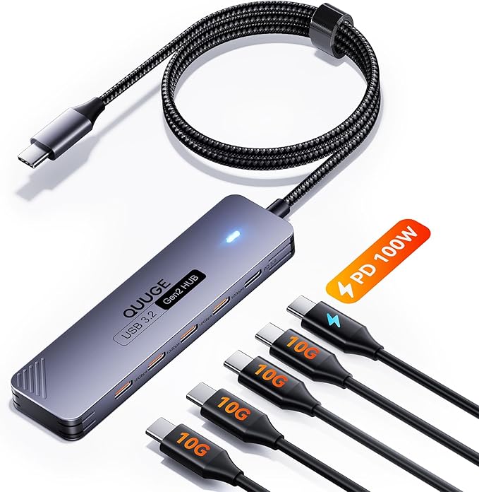 USB C Hub 10Gbps, QUUGE 5-in-1 USB Splitter by QUUGE