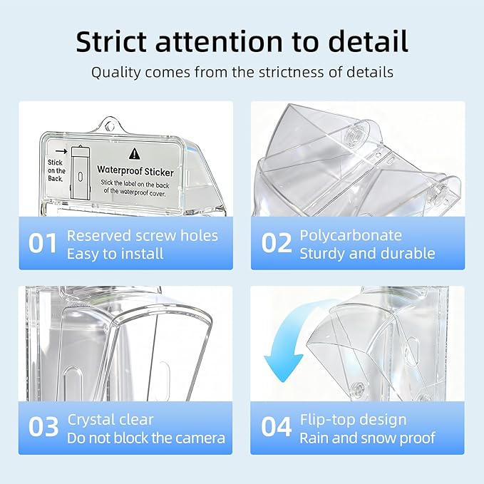 Dgyezhao Clear Outdoor Plastic Flip Doorbell Rain Cover, Camera Cover protector - Image 9