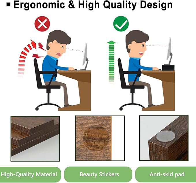 TEAMIX 2 Pack Monitor Stand Riser-20 inch, Wooden Tabletop Shelf - Image 5