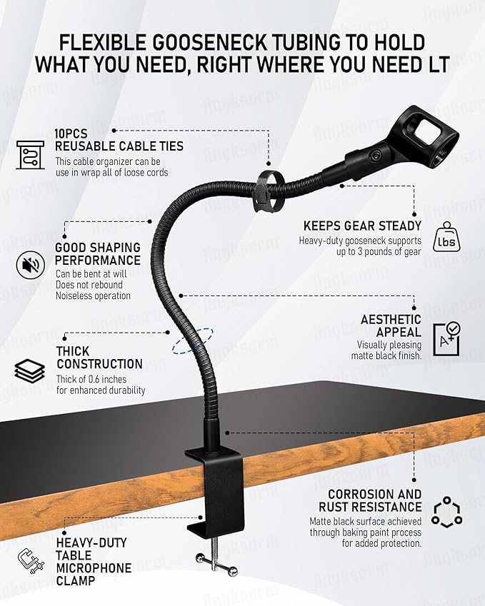 19-INCHS Flexible Gooseneck Microphone Stand - Image 3