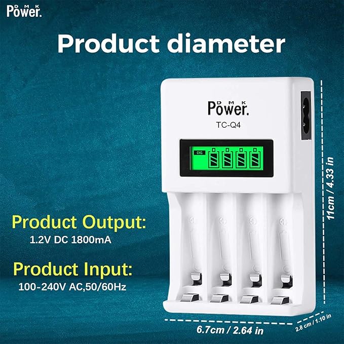DMK POWER Rechargeable High Capacity Batteries 1.2V NiMH Low Self Discharge and - Image 2