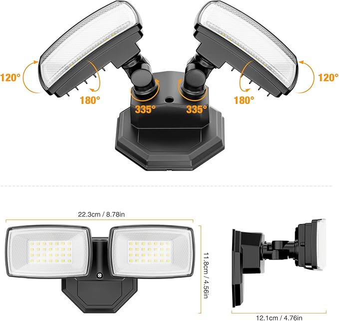 Onforu 3200LM Flood Lights Outdoor, 32W 6500K LED Security Light Manual Switch - Image 8