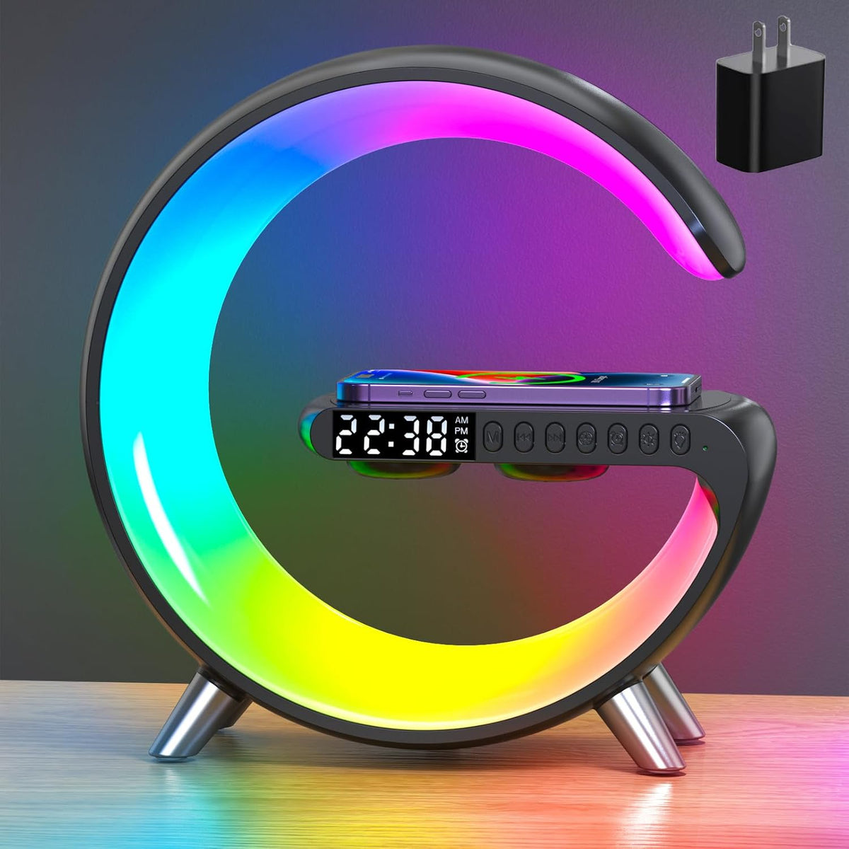Smart LED Night Light, Wireless Charger, Phone Wireless Charging Dock, Table