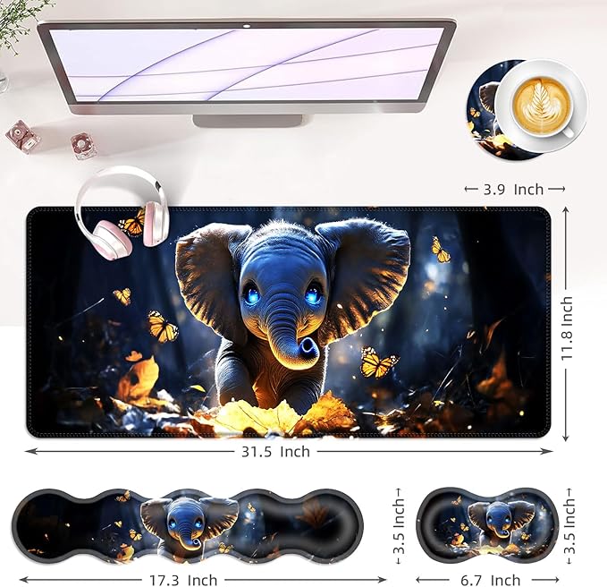 BFUKVOU Large Keyboard Mouse Pad Set, Extended Mouse Pad+Keyboard Wrist Rest - Image 6