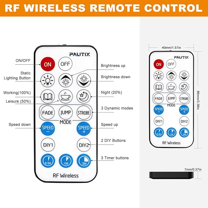 PAUTIX RF Remote Dimmer for Single Color LED Strip Lights, 18-Key Wireless - Image 7