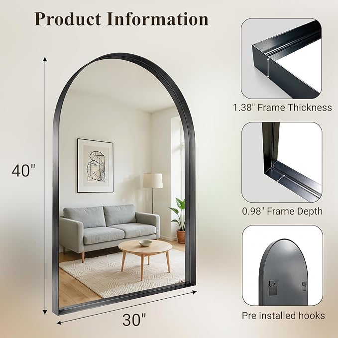 Arch Bathroom Mirror, Tempered Glass Decor Mirror - Image 7