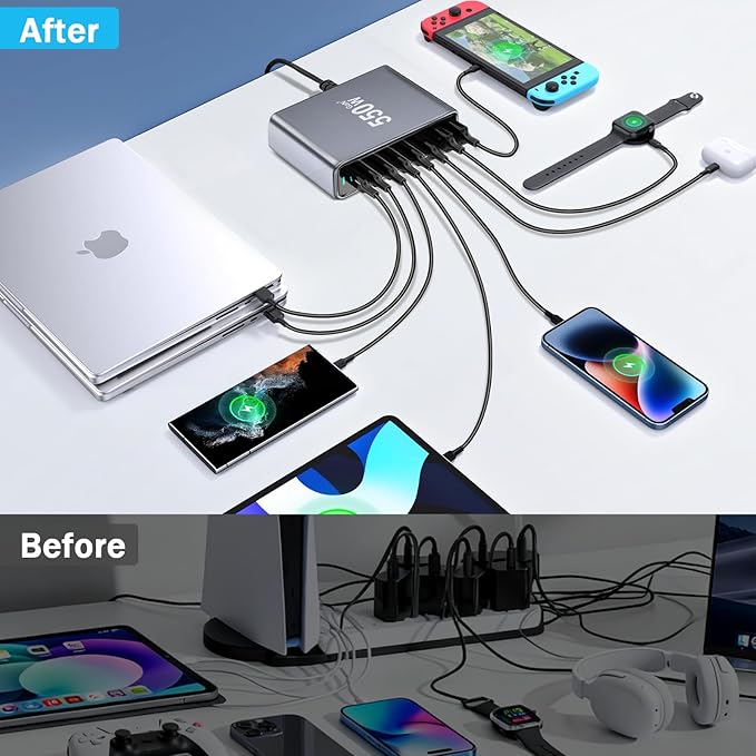 550W USB C Fast Charger Block, PD3.1 140W 8 Port USB Charging Station, GaN Ⅲ - Image 7