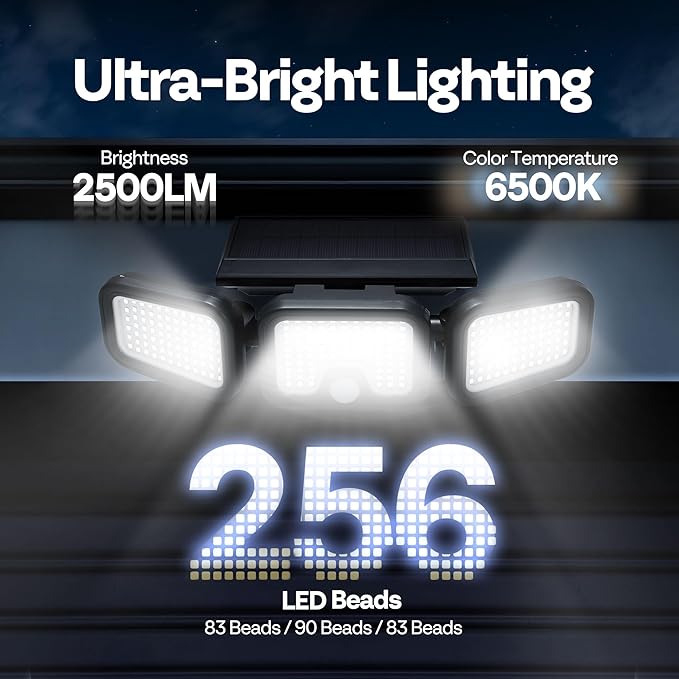 VIVOHOME Solar Flood Lights Outdoor, 256 LED 2500LM Motion Sensor Lights - Image 3