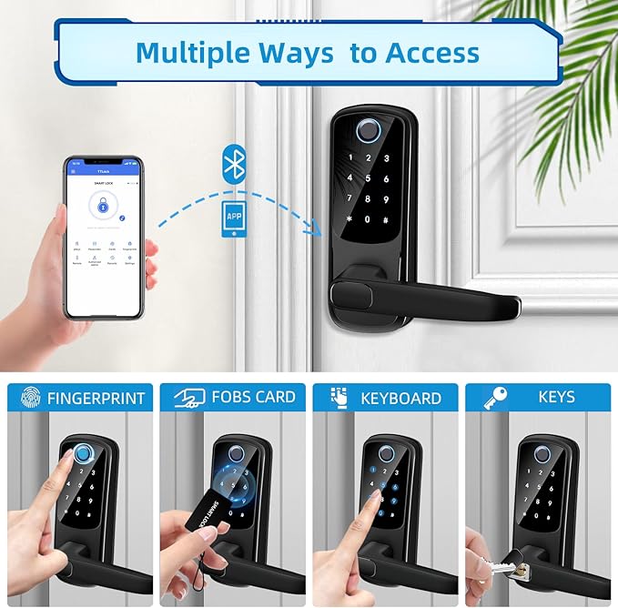 Smart Door Lock with Handle, Keyless Entry Digital Lock - Image 2