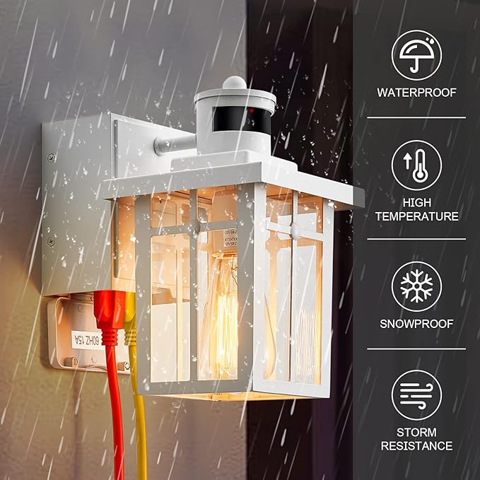 2 pack Porch Lights with GFCI Outlet, Dusk to Dawn Motion Sensor Outdoor Lights - Image 5