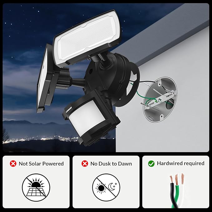 LEPOWER LED Security Lights Motion Sensor Light Outdoor, 30W 3200LM Motion - Image 2