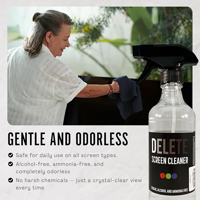 Delete Screen Cleaner Spray Kit, 16oz Bottle and 12"x12" Microfiber Cleaning - Image 6