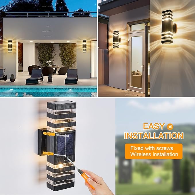 2 Pack Solar Outdoor Wall Lights - Image 6