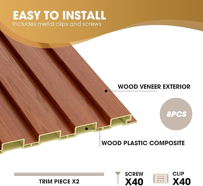 OUZUGIE WPC Acoustic Slat Wall Paneling, Living Room, TV Background, Study Room - Image 4