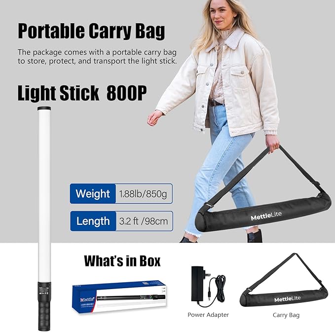 Mettlelite LS800P RGB Pixel LED Light Stick, Handheld Full Color RGBWW - Image 8