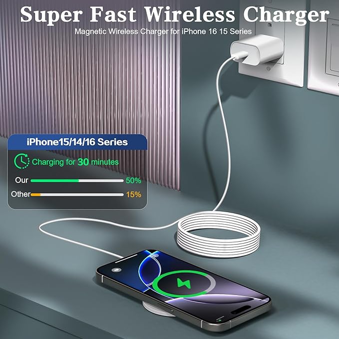 Magnetic Wireless Charger 2Pack Apple 10FT Magsafe Charger, Fast Mag-Safe - Image 4