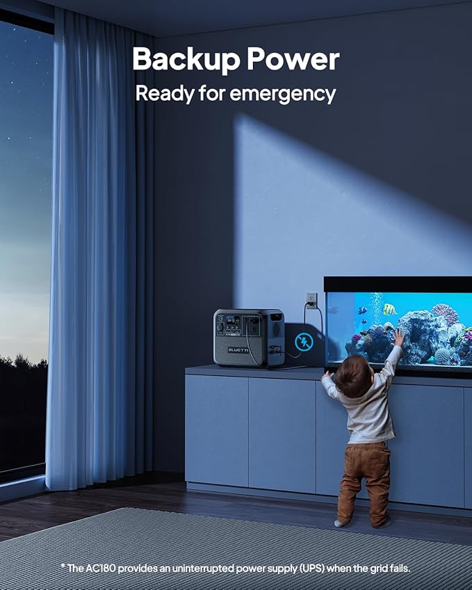 BLUETTI Portable Power Station AC180, 1152Wh LiFePO4 Battery Backup w/ 2 1800W - Image 6