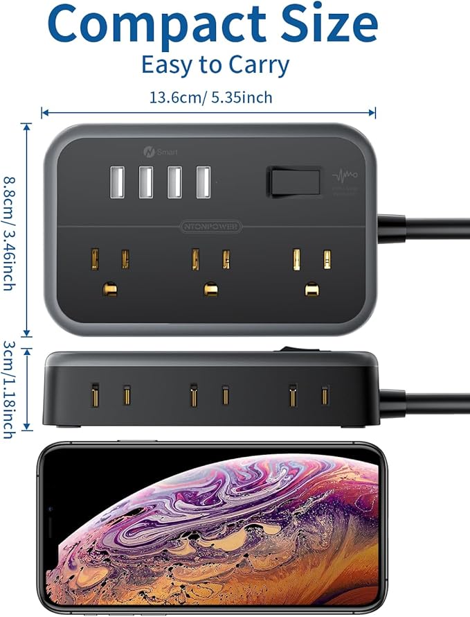 NTONPOWER 6 Widely Spaced Outlet Power Strip - Image 3