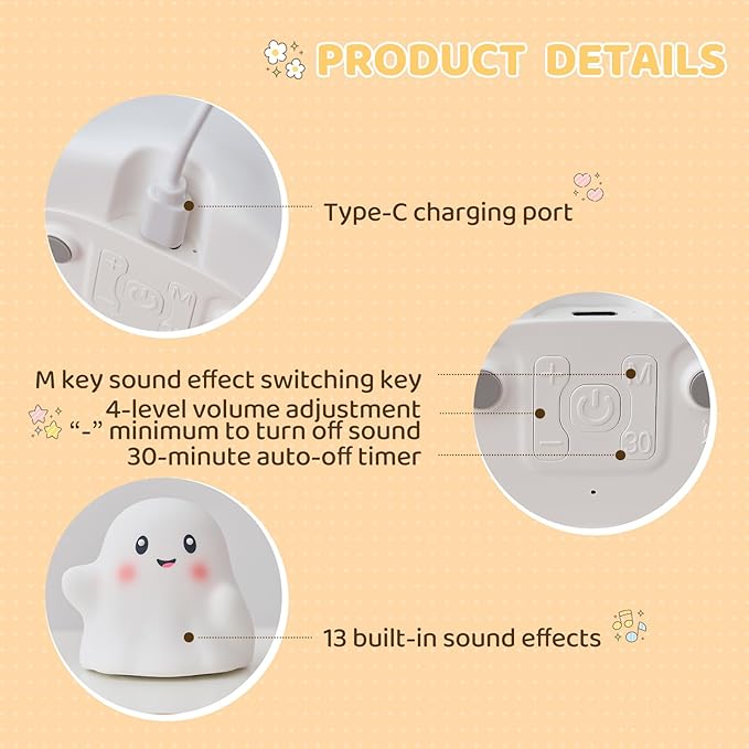 NEXTANG Ghost Night Light for Kids – Gift & Fun Toy for Kids, Touch Tap Lamp - Image 7