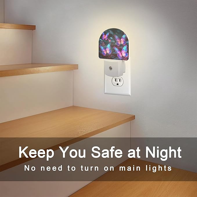 sndheke Glowing Purple Butterflies Night Light Plug into Wall, Neon Butterfly - Image 6