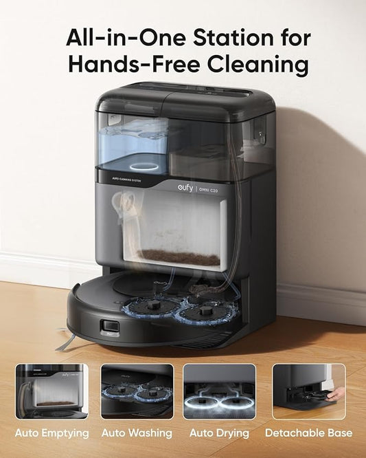 eufy Omni C20 Robot Vacuum and Mop Combo, All-in-One Station, Auto Mop Washing - Image 2