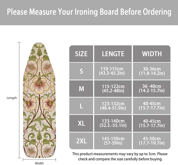 ZCFYGDX William Morris Art Ironing Board Covers, Stain Resistant & Anti-Scorch - Image 6