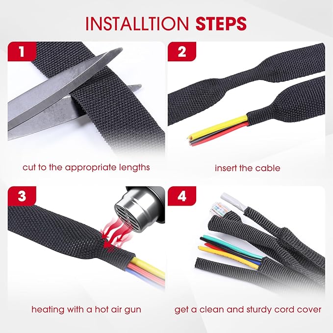 Sonoreboom 2 in 1 Heat Shrink Braided Sleeving Fabric Tubing-Ideal fit - Image 8
