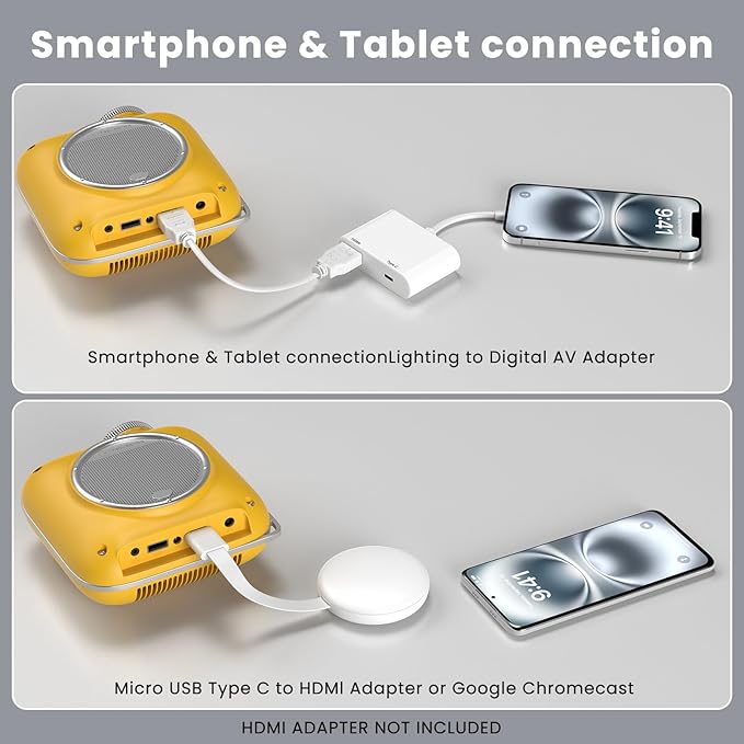 HOMPOW Mini Projector with Two -Way Bluetooth, Portable Projector - Image 3