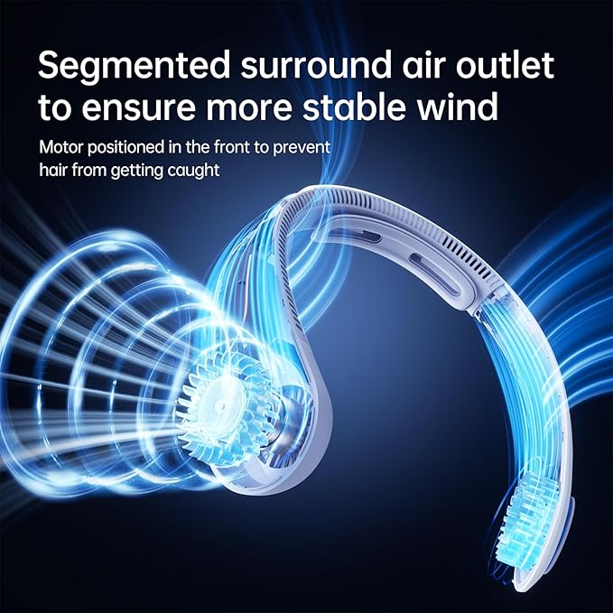 JISULIFE Portable Neck Fan Upgraded, Neckbrace Personal Hands Free, 5 Speed - Image 3