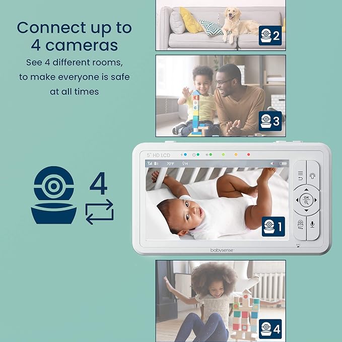 Babysense 5" HD Split-Screen Baby Monitor, Video Baby Monitor - Image 8