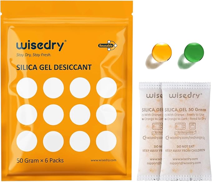 wisedry 50 Gram Rechargeable Silica Gel Desiccant Packets Fast Reactivate by wisedry