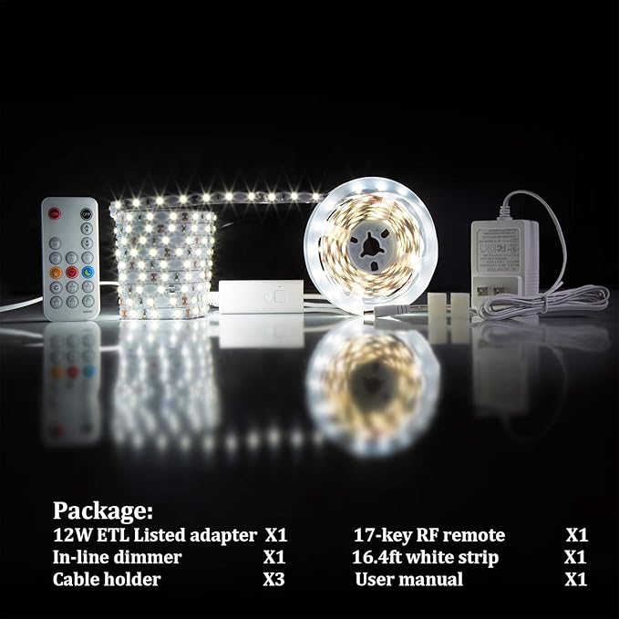 WOBANE White LED Strip Lights, Dimmable LED Light Strip Kit, 16.4ft Flexible - Image 5