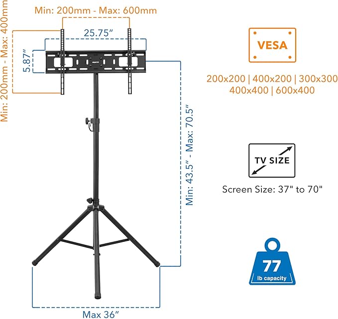Mount-It! Tripod TV Stand – Portable TV Tripod - Image 6