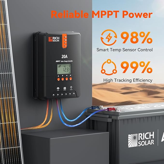 RICH SOLAR 20A MPPT Solar Charge Controller – High-Efficiency 12V/24V Auto - Image 3