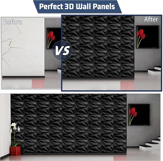 33 Pack 3D Textured Wall Panels 12x12'' – Durable PVC Wall Coverings, Easy - Image 2