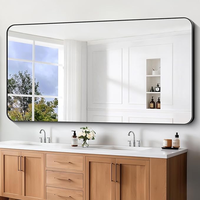 Large Bathroom Mirror 72x36 inch, Rounded Corner Rectangular Mirror - Image 5