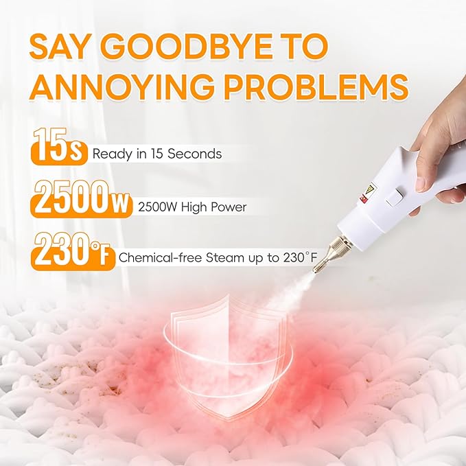Heavy Duty Handheld Steam Cleaner, 15s Heat-Up, 9-Level Adjustable 2500W - Image 5
