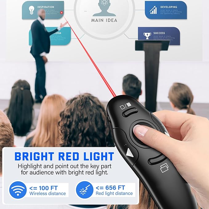 2-in-1 USB Type C Presentation Clicker Wireless Presenter Remote - Image 4