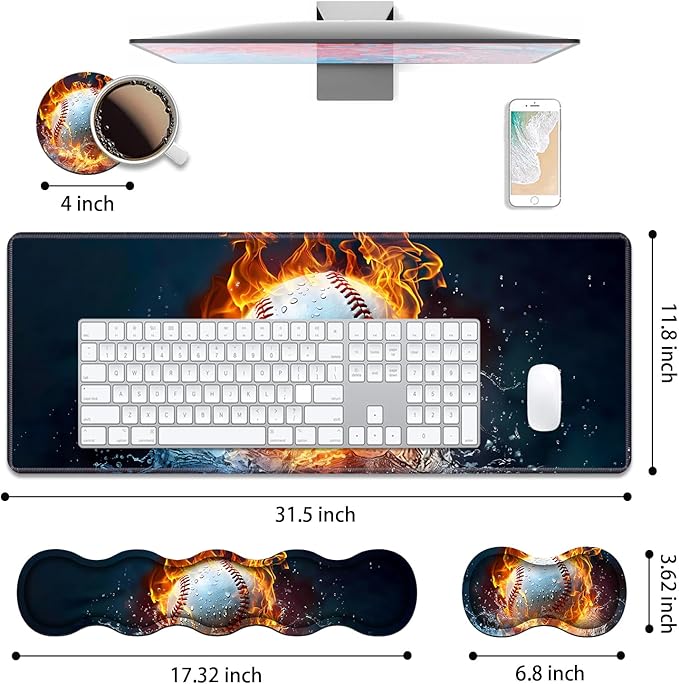 4 in 1 Ergonomic Keyboard Wrist Rest & Mouse Pad Wrist Rest Set, Large XXL - Image 2