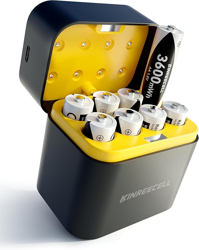 KINREECELL 8 Pack Rechargeable AA Batteries by KINREECELL