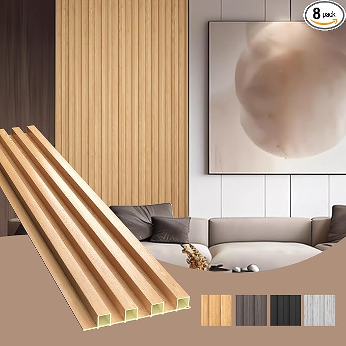 OUZUGIE WPC Acoustic Slat Wall Paneling, Living Room, TV Background, Study Room by OUZUGIE
