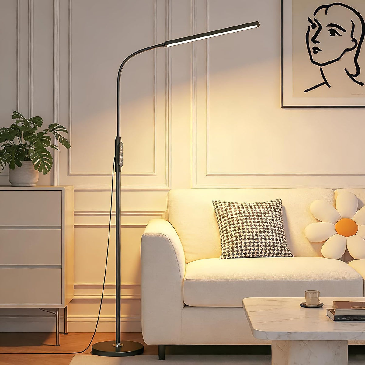 dujunlinghang Bright LED Eye-Protecting Reading Floor Lamps Touch and Remote