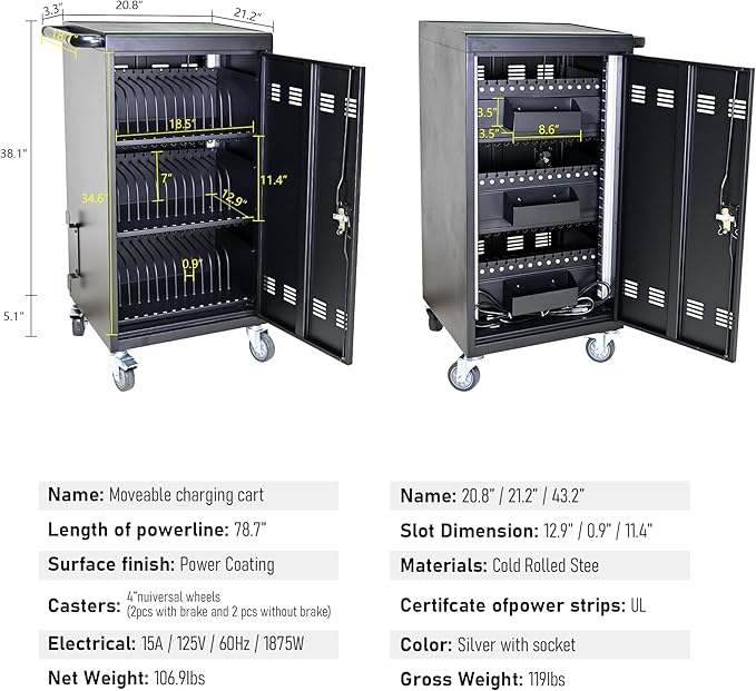 TIOPLY Laptop Charging Cart, 45 Device Tablet Storage Carts - Image 4